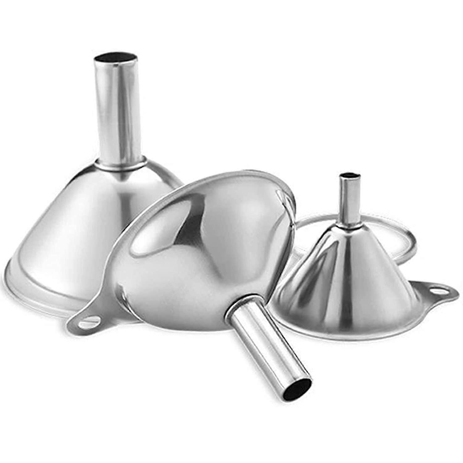 Stainless Steel Funnels For Kitchen Use Set Of 3,mini/small/large Funnel For Filling Bottles Transfer Capsule,liquids,oil,powders