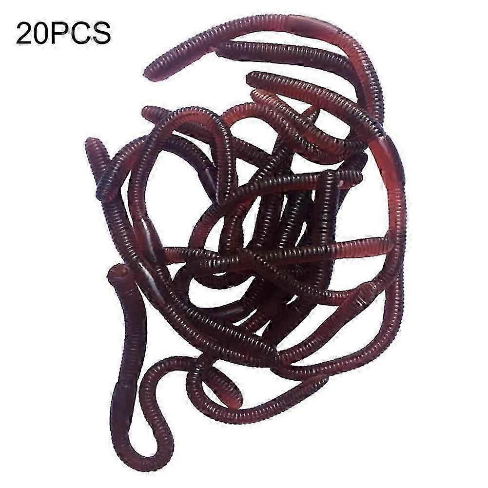 20 Pcs Simulation Earthworm Plastic Lifelike Stretchy Rubber Trick Toy