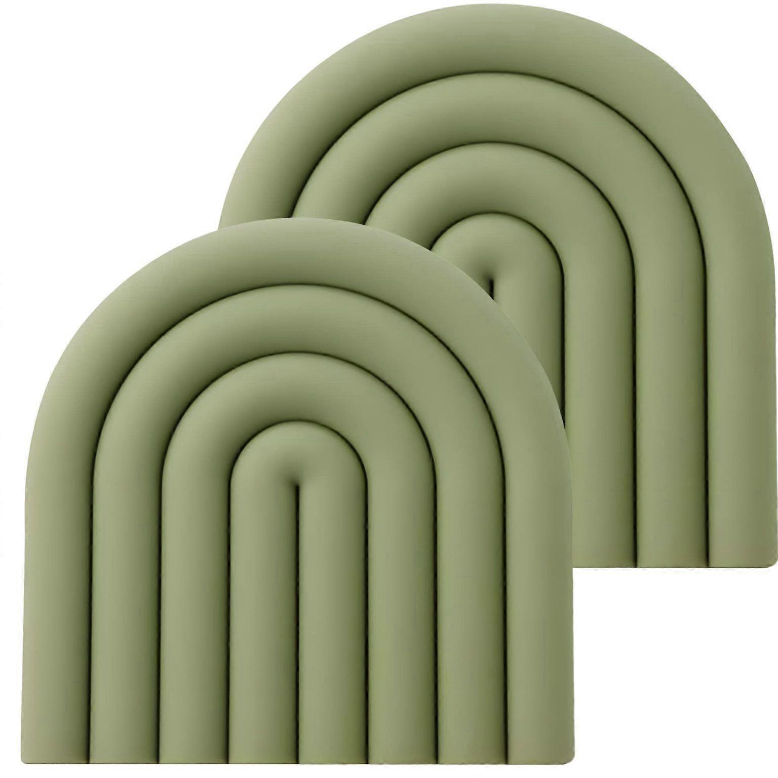 2PCS Silicone Trivets Hot Pot Holders Modern Heat Resistant Mats Muted Green