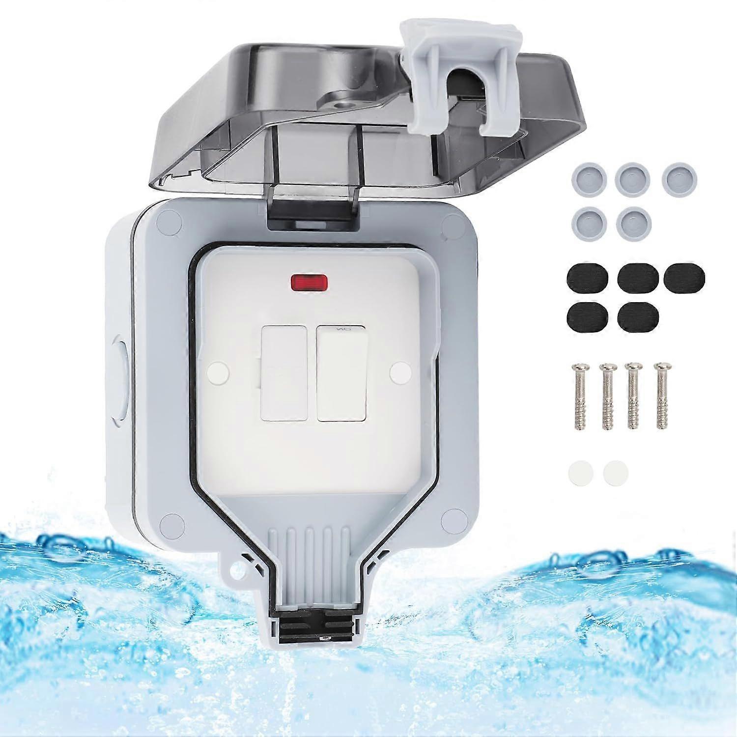 Outdoor Switch Weatherproof Fuse Switch IP66 Fuse Connection Unit with Power Indicator Light for Bathroom Garden Garage (Switch)