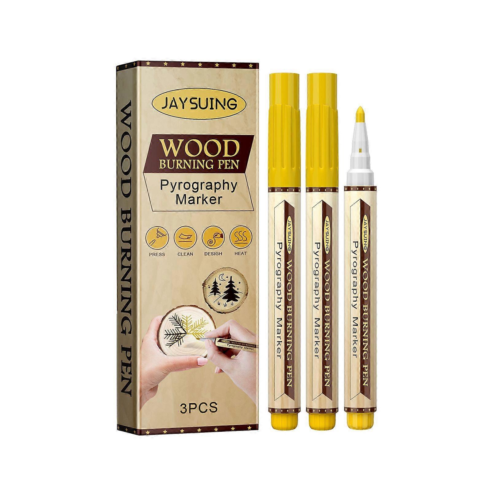 3-Pack Pyrography Combustion Markers for DIY Wood Burning & Crafts - Easy, Vibrant, Versatile