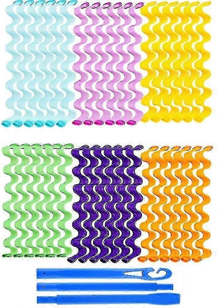 36 stykker hår krøller, spiral krøller hår krøller, varmeløse krøller