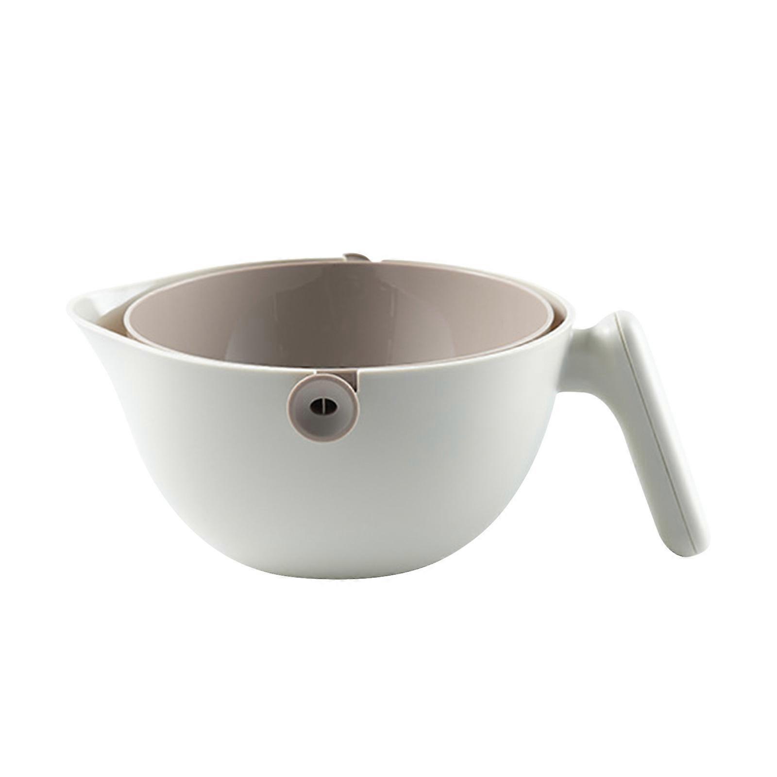 2-in-1 Vegetable and Fruit Cleaning Colander Spinning Draining Basket with Handle for Kitchen Use