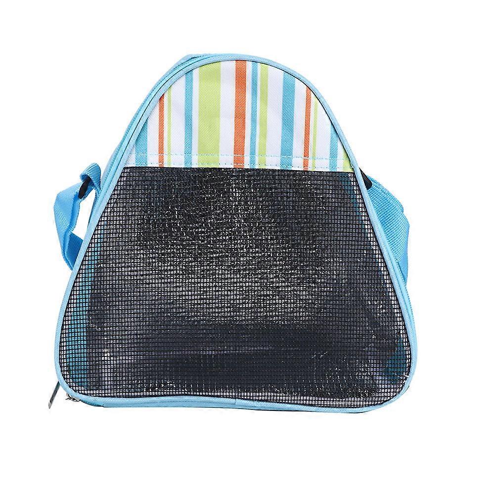 Light Blue Triangular Hamster Carrier - Breathable Small Animal Travel Cage with Handle and Ventilation Mesh