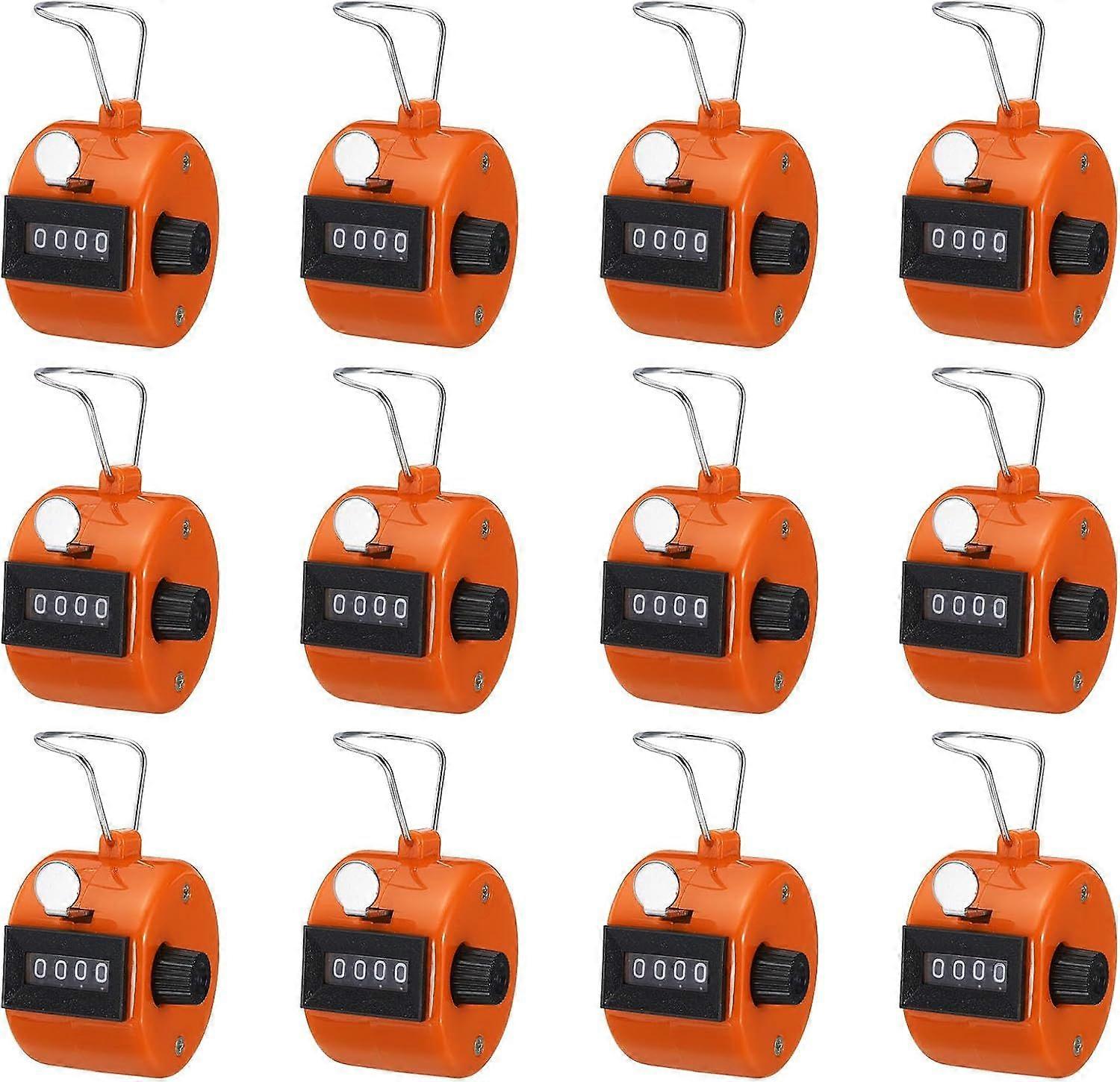 Counter, Counting Counter, 4 Digit Hand Counter, Handheld Plastic Small Gym Counter (Orange)