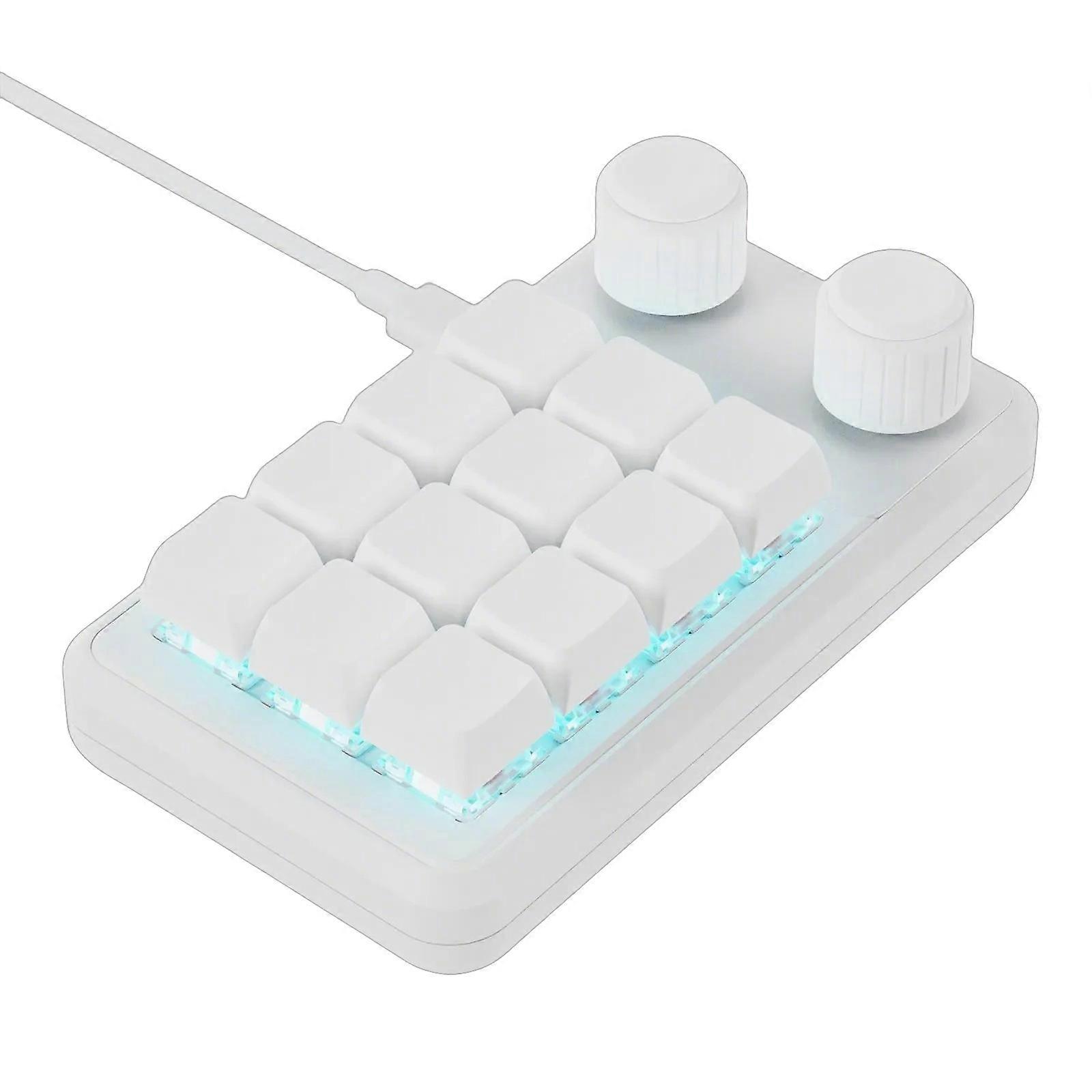 Customizable One Handed Macros Keyboards with 12KeysLighting, Hot Swappable Switches, and Bluetooth-compatible Connectivitys  White