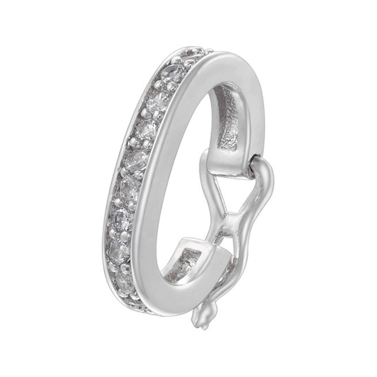 Stylish Cubic Zirconia Sturdy Brass Shortener Clasp Multipurpose Jewelry Connectord Portable for Elegant Accessorizing  white gold