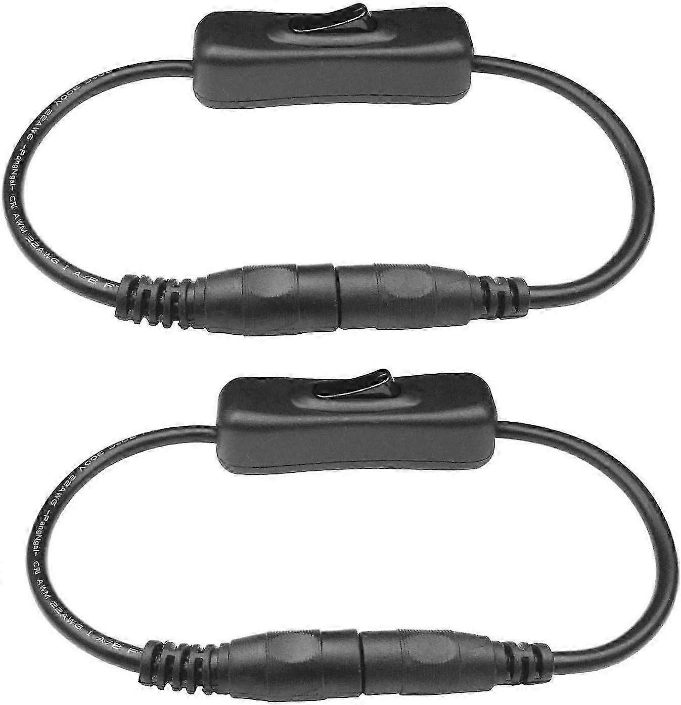 2pcs DC Switch Cable - 12V 5.5mm x 2.1mm DC Switch LED Strip Cable for Various Devices (Black)