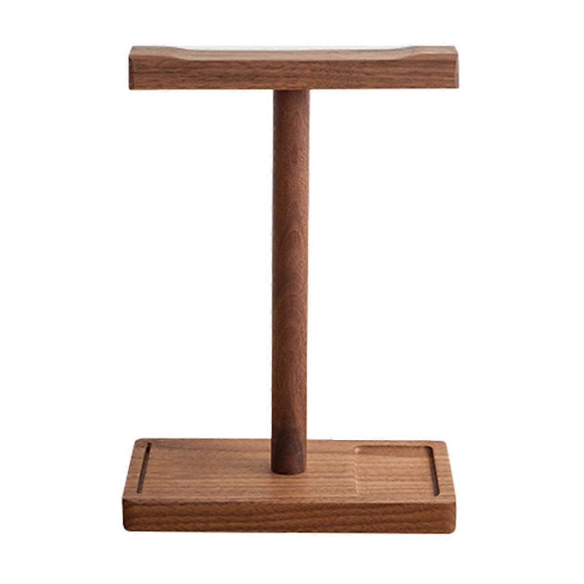 T-Shape Wooden Headset Stand - Desk Headphone Holder, Display Shelf, Storage Organizer for Home and Office B