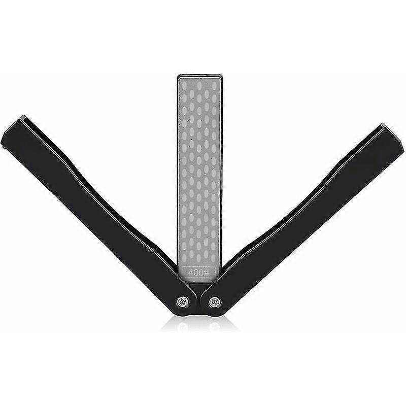 أحجار الشحذ 400/600 حصى سكين مبراة ، أداة حجر شحذ الماس قابلة للطي على الوجهين لمطبخ حديقة التخييم في الهواء الطلق (أسود)