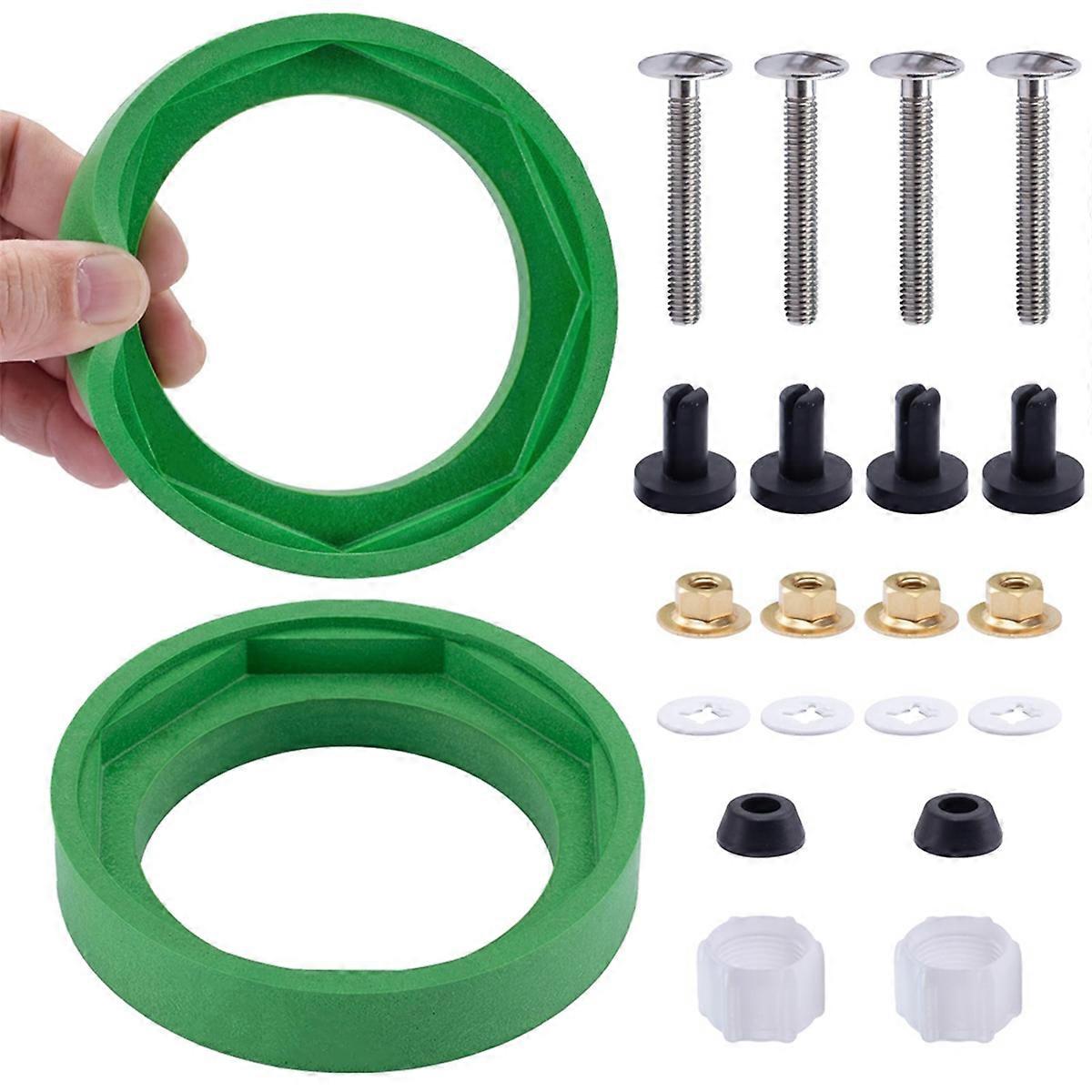 Toilet Replacement Kit Inside Tank, 3 Inch 2 Pack Toilet Tank Gasket, Bolts and Other Essential Part