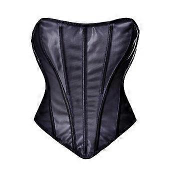 Damen Vintage Steampunk Reißverschluss Zurück Bustier Crop Tube Top Trägerlos Schulterfrei Überbrust Korsett Weste Fisch mit Knochen Bandeau Taille Cincher Schwarz XL