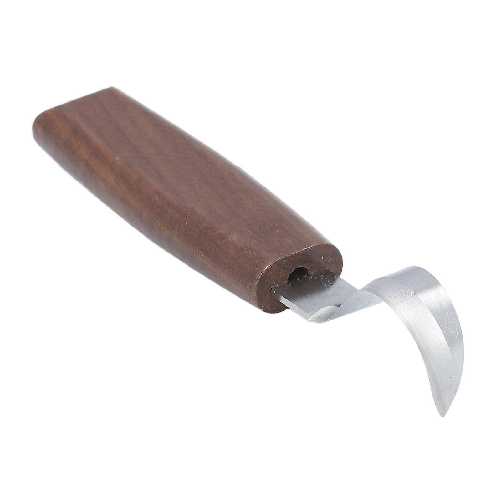 Wood Carving Tool, Flat Handle with Bend Blade, Hook Cut Design, Ideal for Spoon Making and Fine Engraving