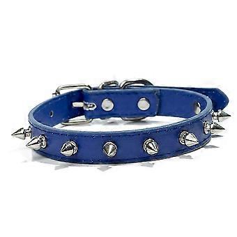 Coleira para Cães de Raças Pequenas Coleira para Animais de Estimação com Tachas Anti-mordida Alça de Pescoço para Filhotes Coleira de Gato Ajustável L azul