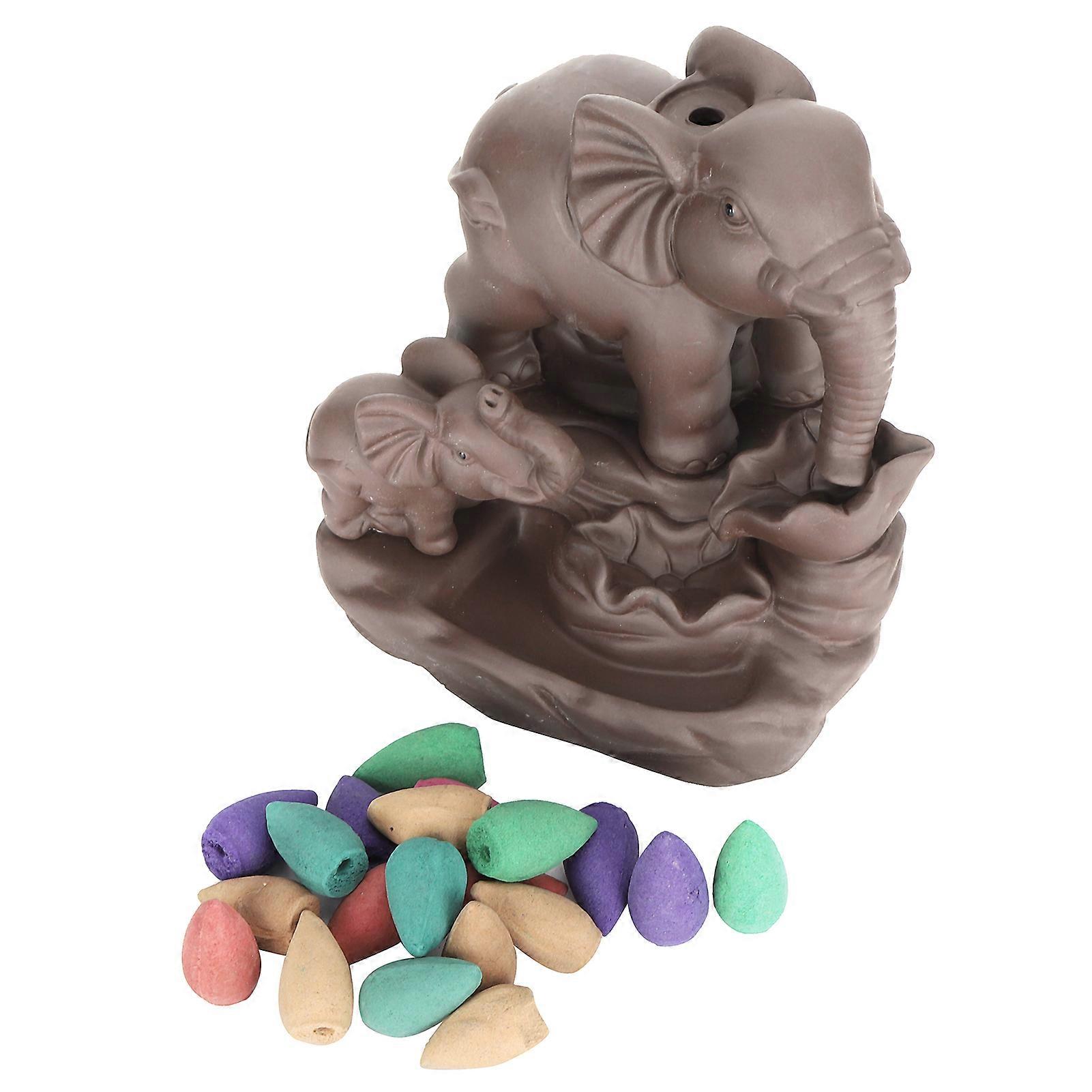 Backflow Incense Burner Elephant Shape Waterfall Aromatherapy Holder Ornament Decoration