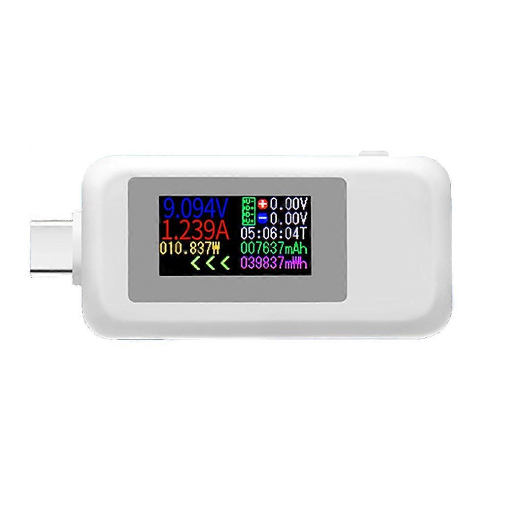 Typ-C USB Tester Praktischer KWS-1902C USB Spannungs- und Stromprüfer 4-30V 0-5A USB Leistungsmesser Farbdisplay 0-150W Weiß