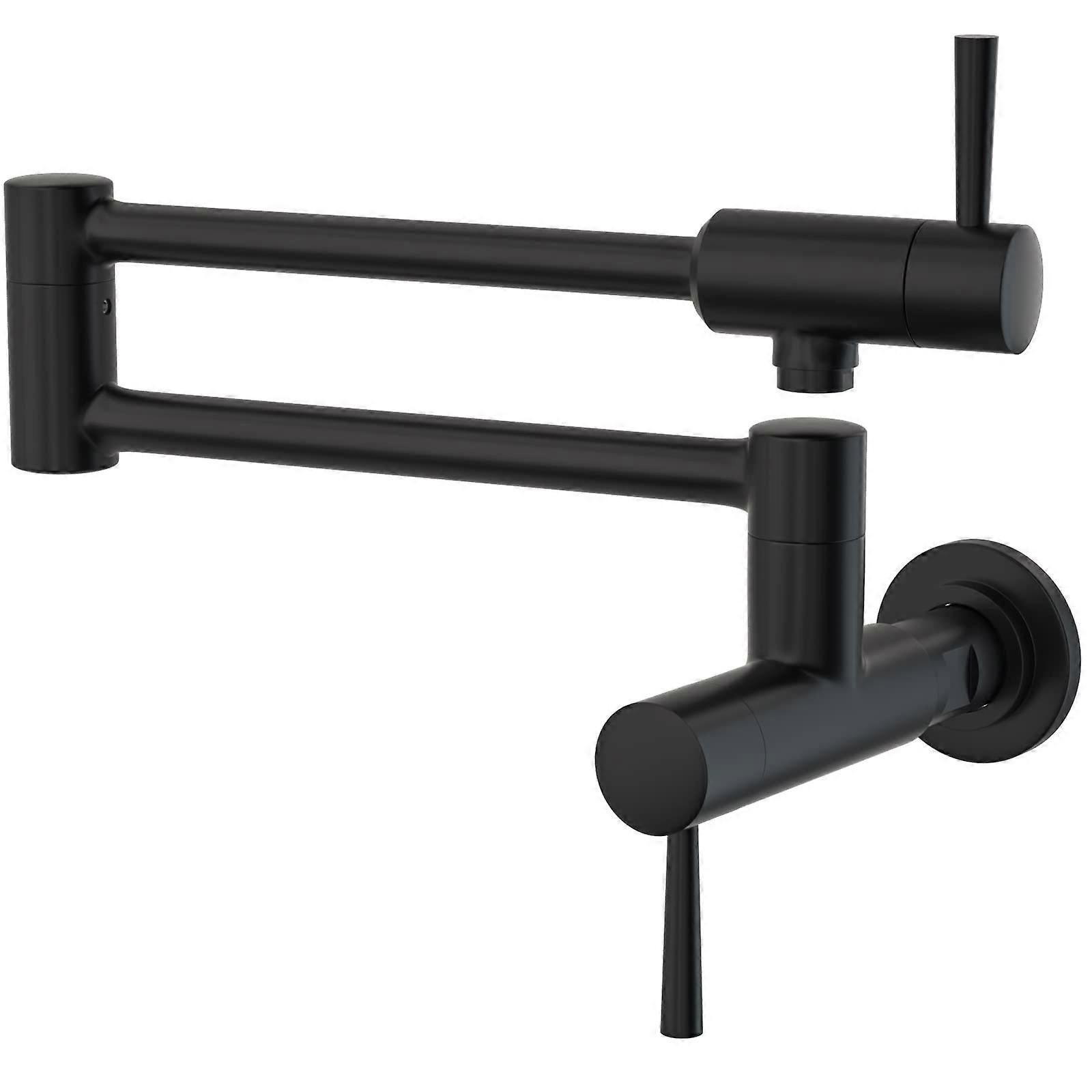 Matte Black Stainless Steel Pot Filler Faucet Stretchable Double Joint Arm Swing Single Hole Two Handle Folding for Kitchen Sink
