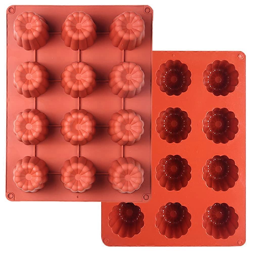"Silicone Canelé Mold Non-Stick Baking Pan Round Cylindrical Design 12 Cups for Cake and Soap Crafting"