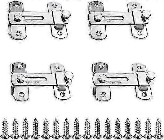 Set Of 4 Sliding Bolts, Latches, Stainless Steel Latches With Screws