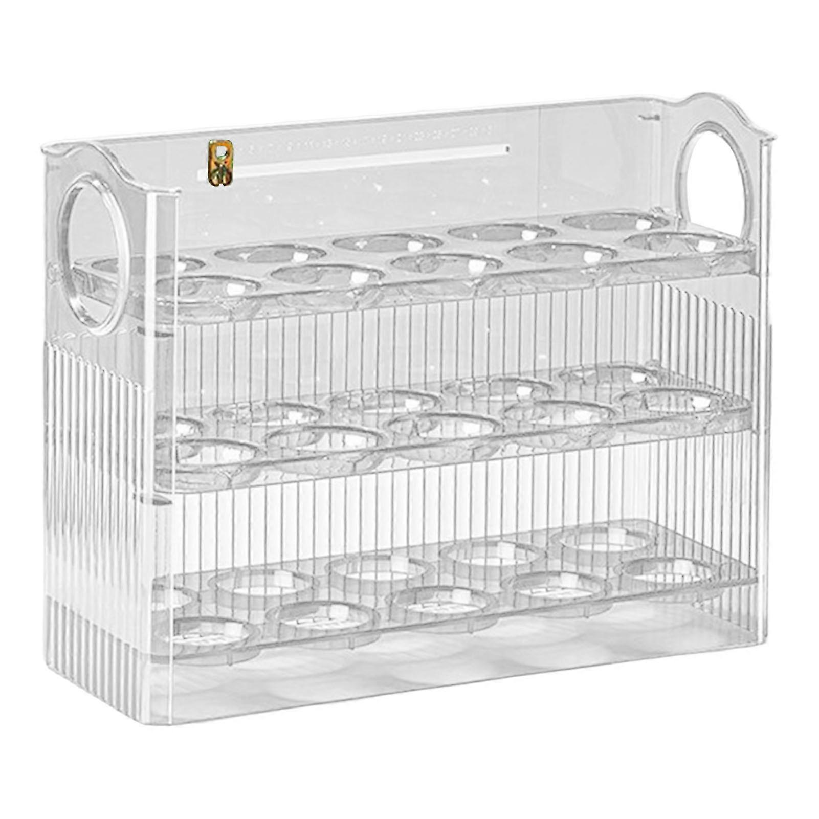 3 Layer Egg Holder for Refrigerator Egg Tray Organizer with Time Scale for Fridge and Countertop