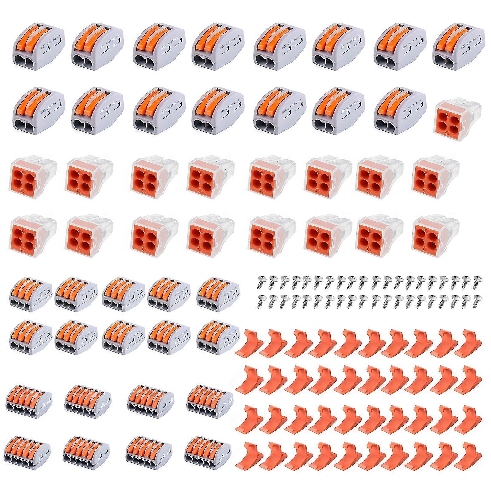 Lever Wire Connectors 130pcs Lever Nuts Connectors Kits Quick Disconnect Compact Splicing Connectors PCT-212 213 215 104 BV/BVR 0.08-4mm²(AWG12-28); 