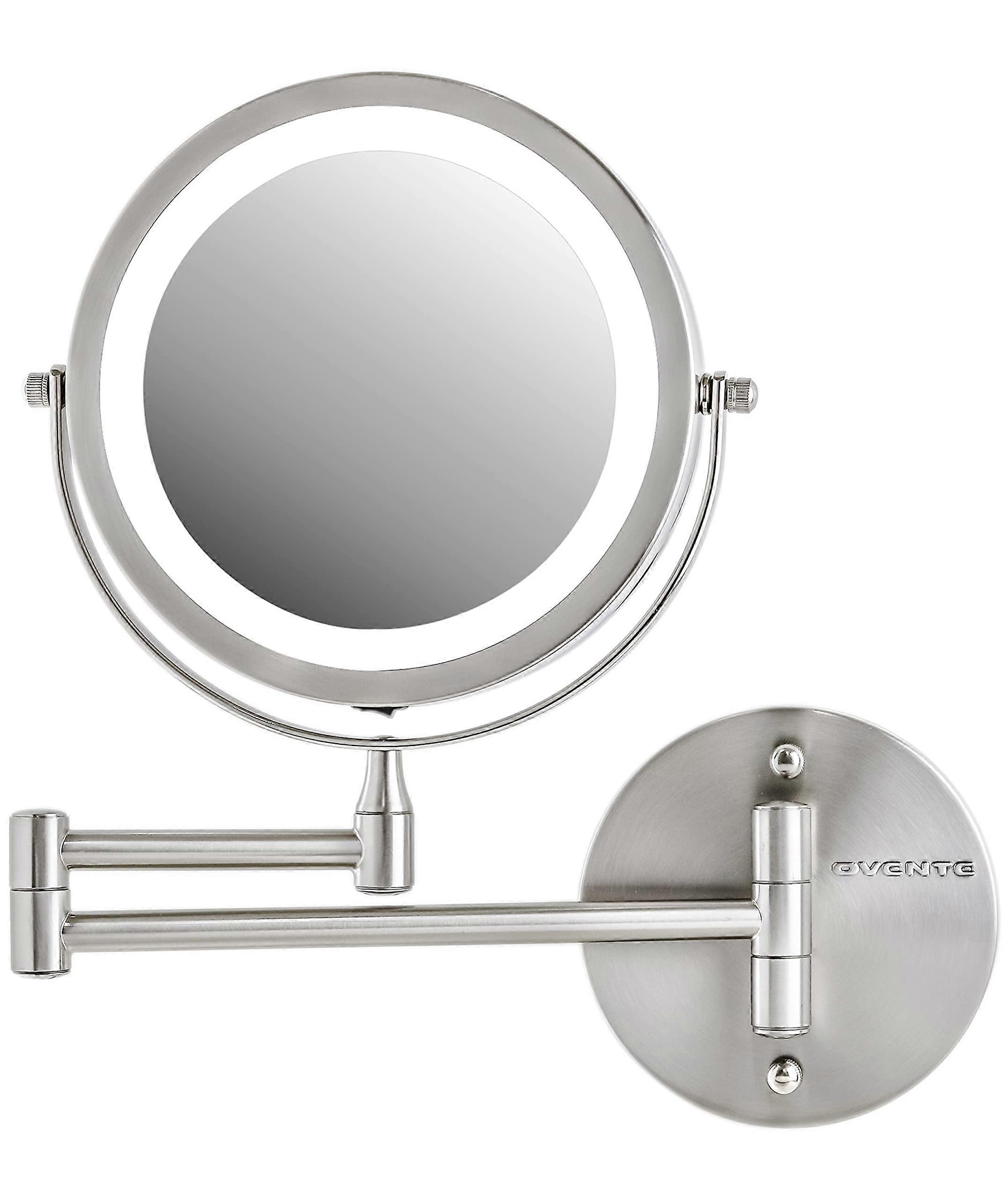 7' Lighted Wall Mount Makeup Mirror with 1X/7X Magnification, Cordless Double Sided Round Vanity Mirror