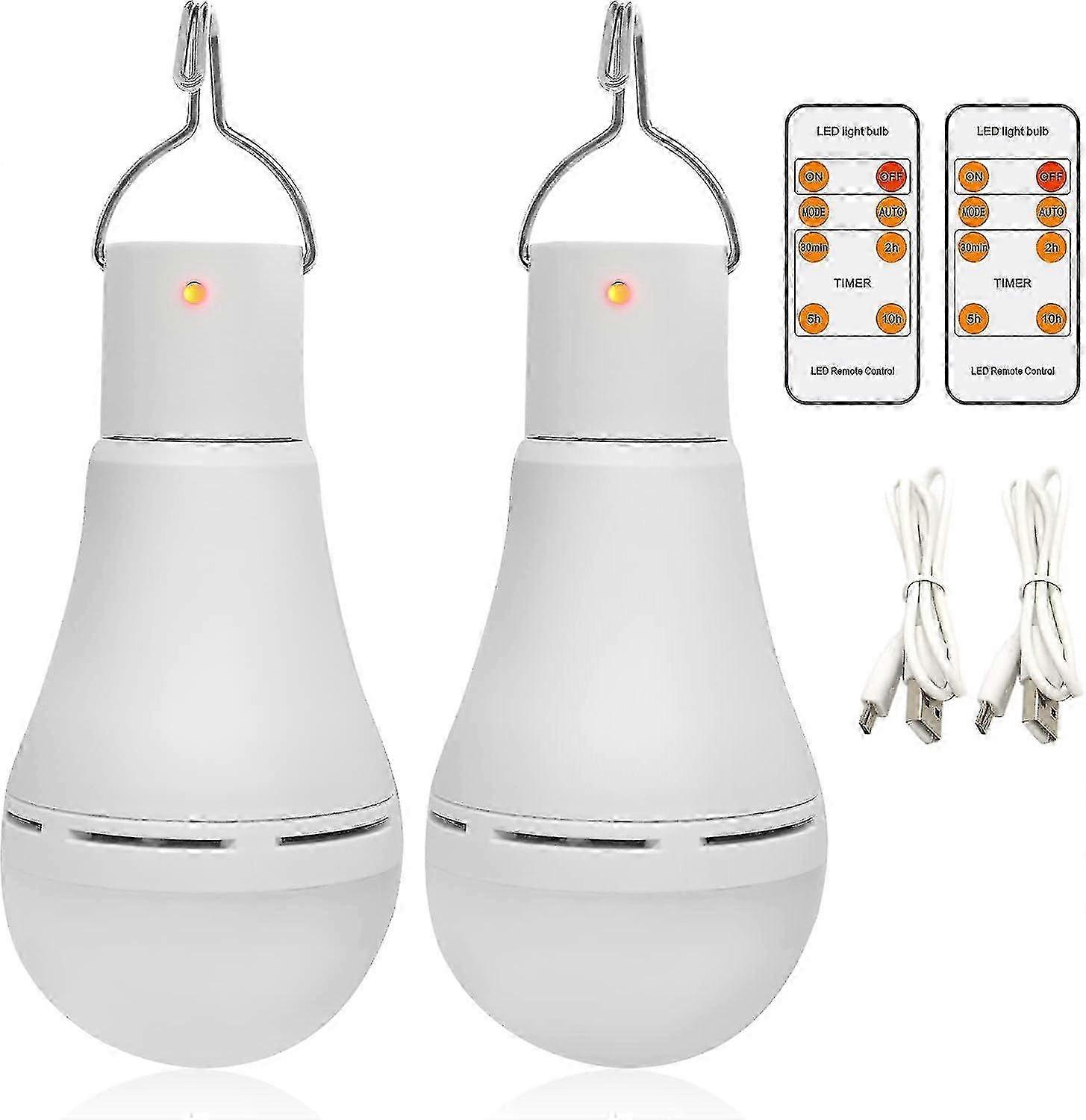 1500mAh Portable USB Rechargeable LED Light Bulbs with Remote Timer and 5 Lighting Modes for Camping and Emergency Use