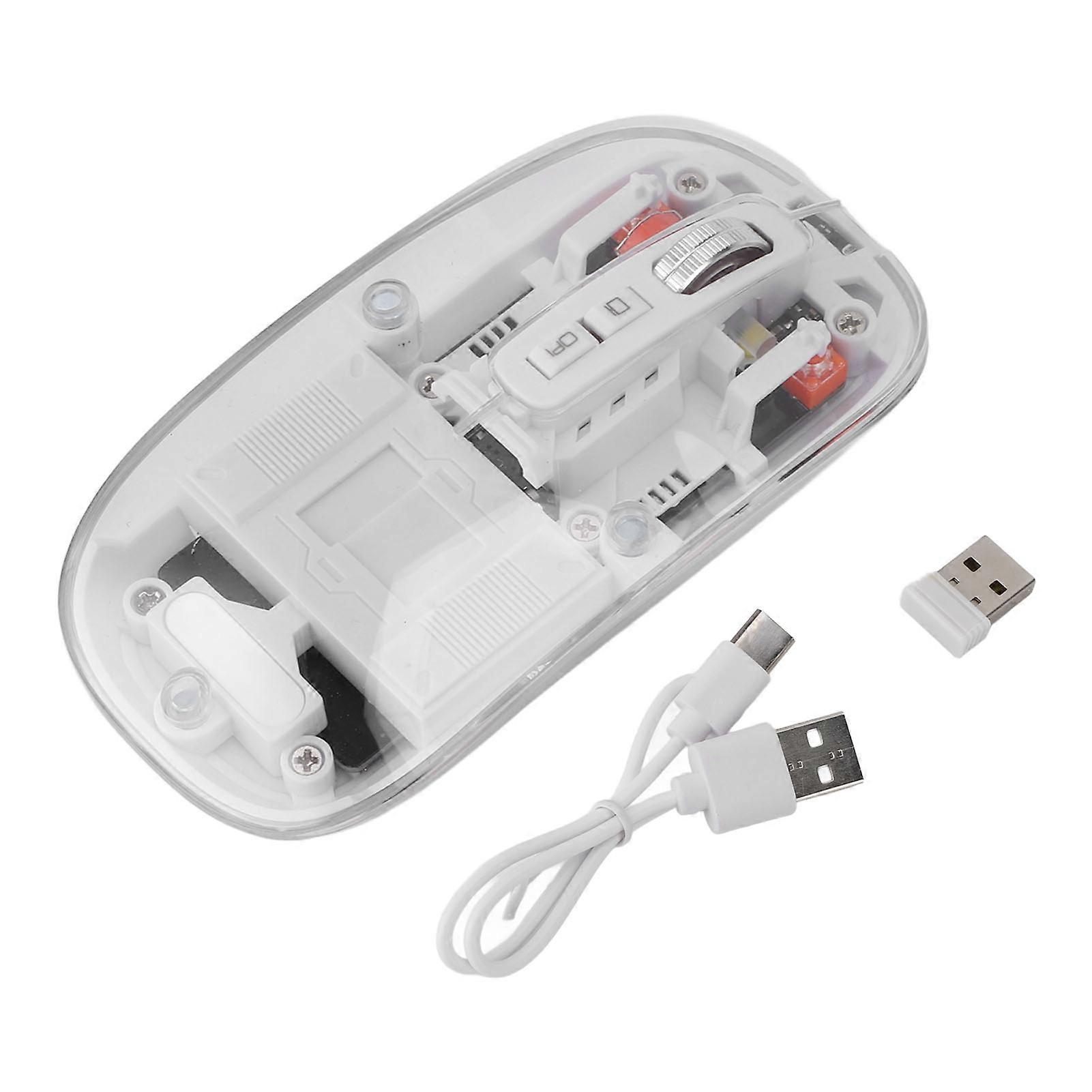 Transparent Computer 2.4G BT1 BT2 Tri Mode Rechargeable Wireless Bluetooth Mouse with USB Receiver for Laptop
