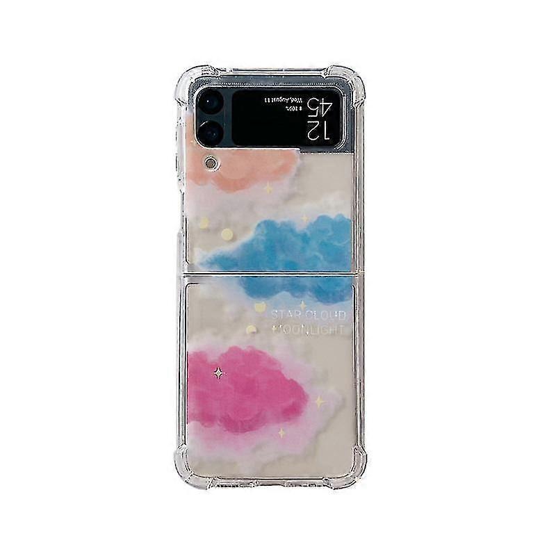 Colorful Clouds Graffiti Transparent Case Compatible With Samsung Galaxy Z Flip 4 3 Soft Tpu Back Cover