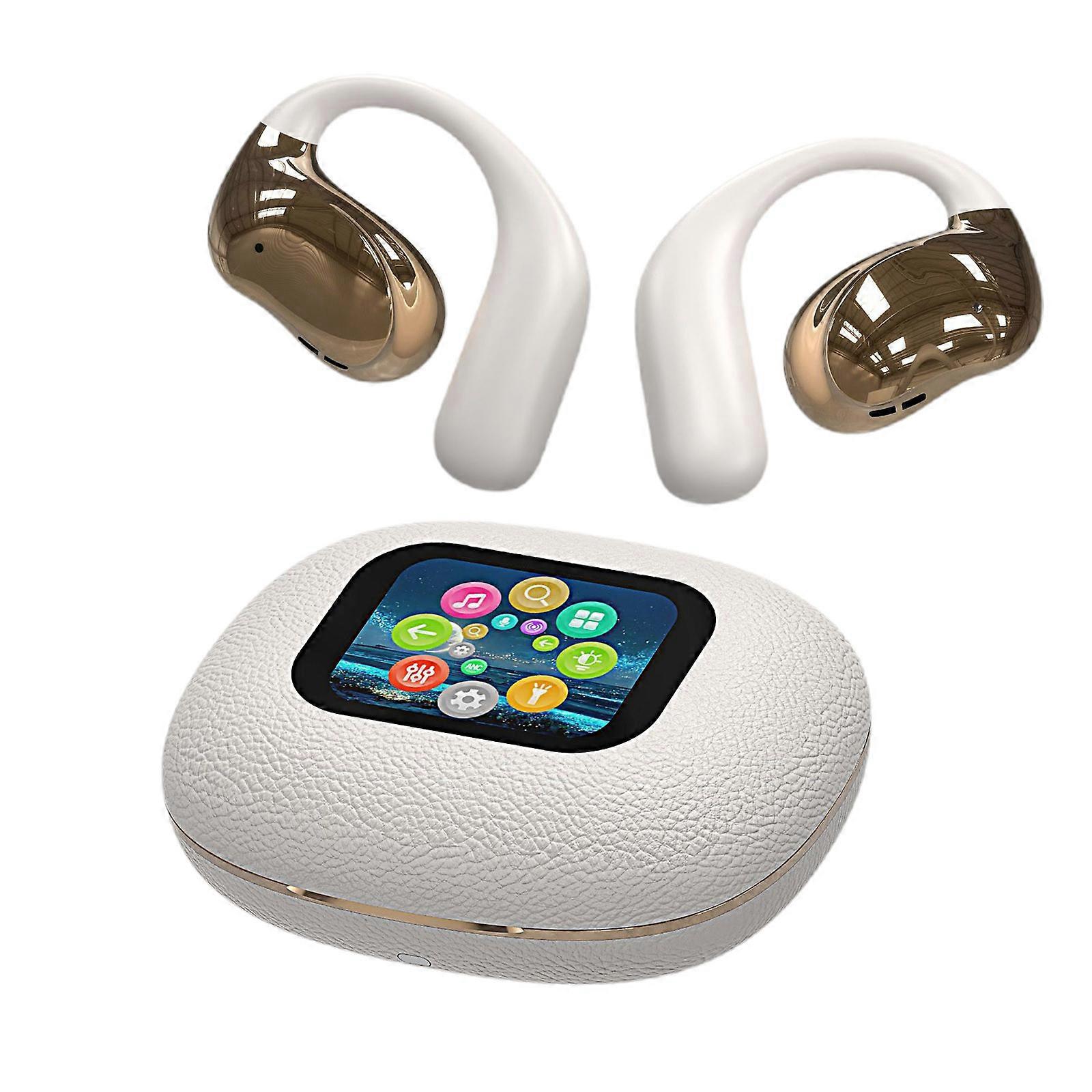 Full-color Touchs Screen Open Bluetooth Headset Open Leather Textured Bluetooth Headphones