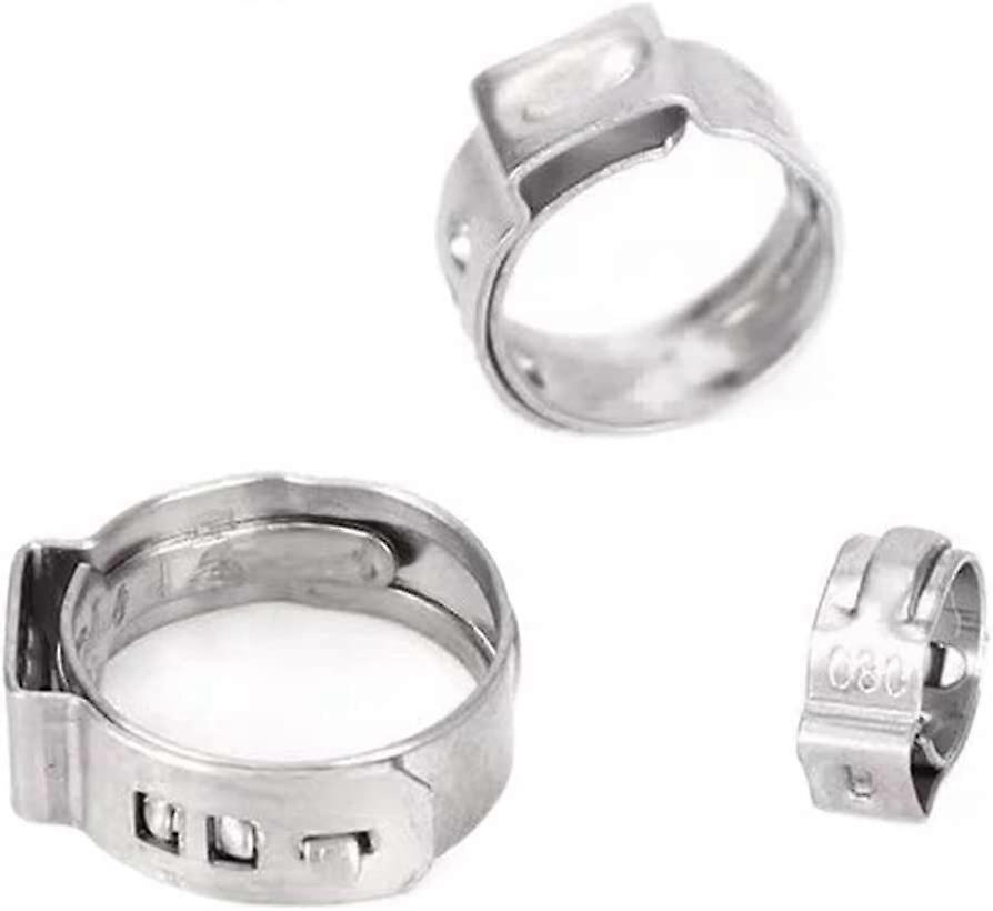 Pipe Clamp Hose Clamp 10Pcs 304 Stainless Steel Single Ear 6.5mm to 21mm Adjustable Size for Plumbing Applications