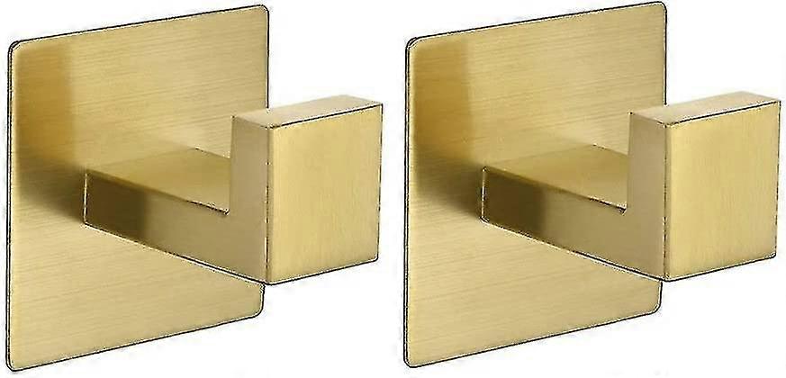 Gold Coat Hooks Self Adhesive, No Drilling Towel Hooks Stick On Door Hooks Robe Hooks Wall Hooks For Bathroom Kitchen 2 Pack--