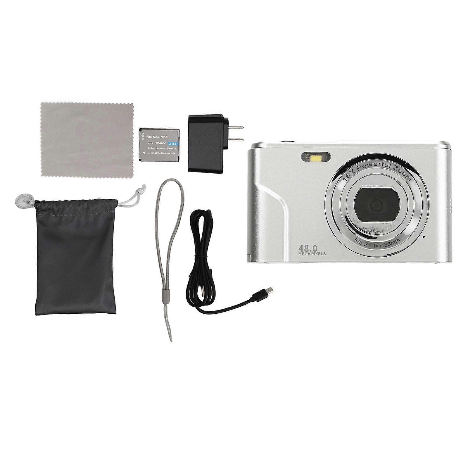 Digital Camera 48MP 16X Zoom 1080P HD 2.4 Inch IPS Display Mini Compact Pocket Camera