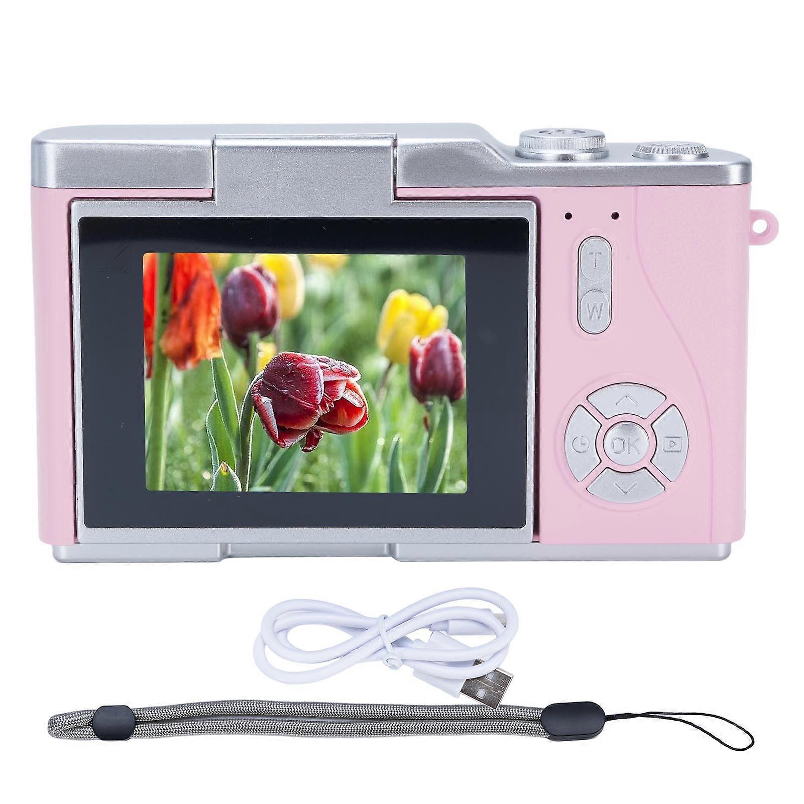 Appareil photo numérique 1080p 48 MP, écran HD 2,4 pouces, zoom électronique 8x, caméra vidéo rose