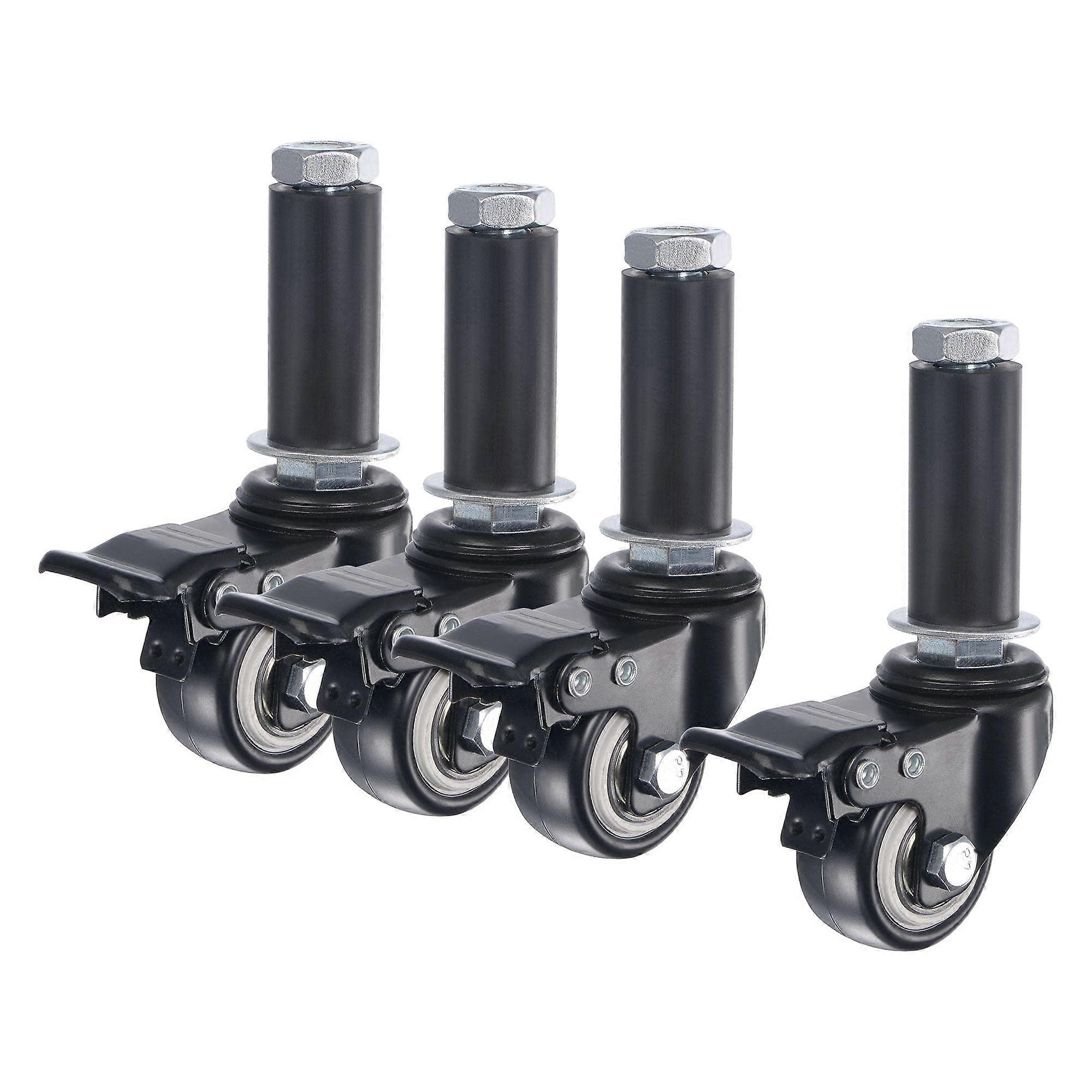 Swivel Expanding Stem Caster with Brake 1.5' Diameter Fit 7/8' ID Tube Legs Pipe 88Lbs Load Capacity, for Kitchen Prep Tables, PVC, Pack of 4