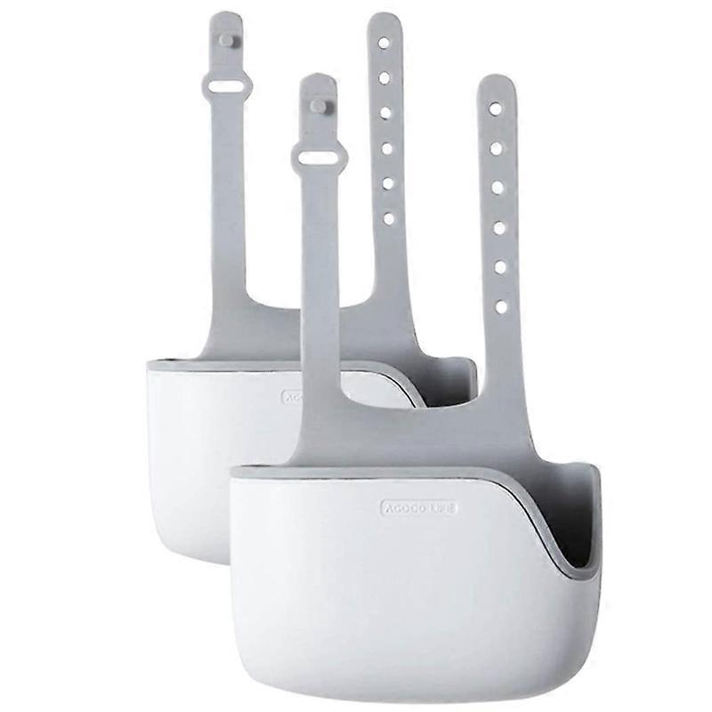 Telescopic Sink Storage Rack,Silicone Sponge Holder White+Grey
