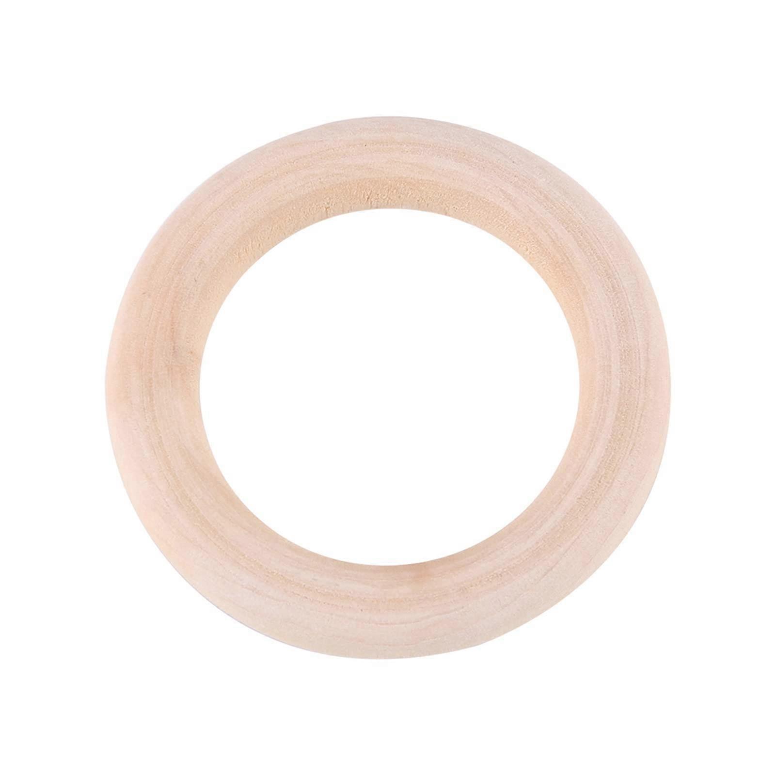 50pcs Wood Rings Circle Unfinished Wooden Round Wood Rings Craft Pendant Connectors for Jewelry Making