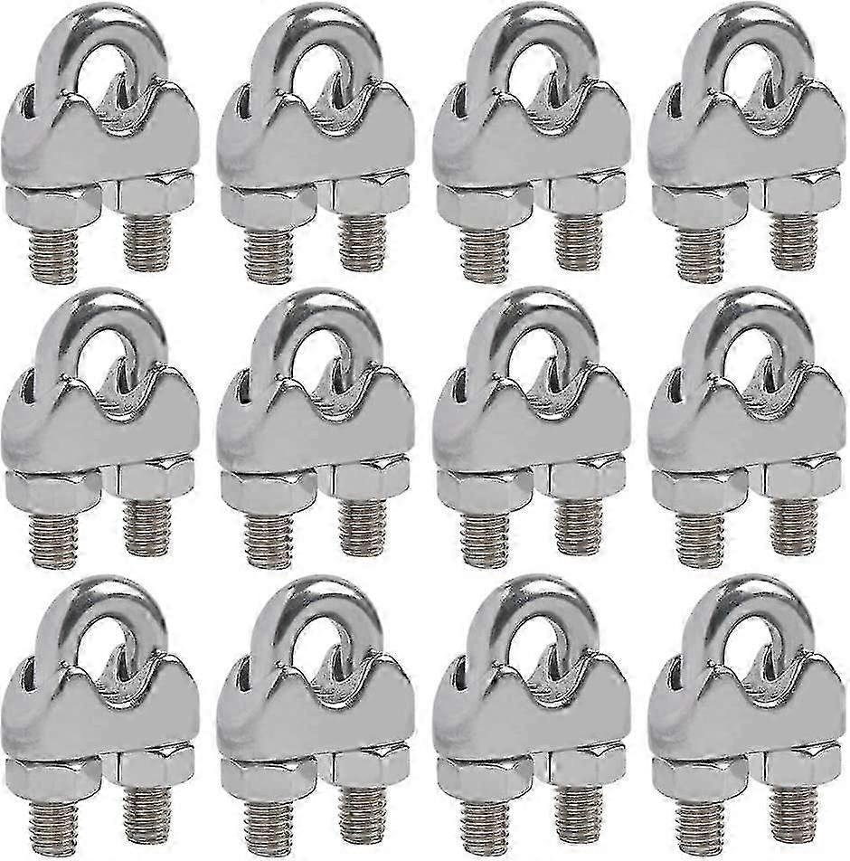 12 Pieces Wire Rope Clip, M4 U Bolt Clip, Cable Clamps, For 304 Stainless Steel U-bolt Saddle Clamp For 4mm Wire Rope Cable