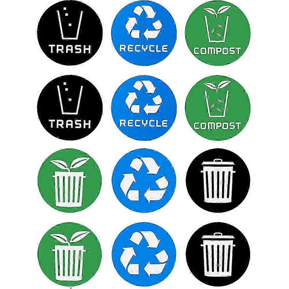12Pcs Recycle Sticker Trash Bin Label Garbage Sorting Stickers Bins Recycling Decals
