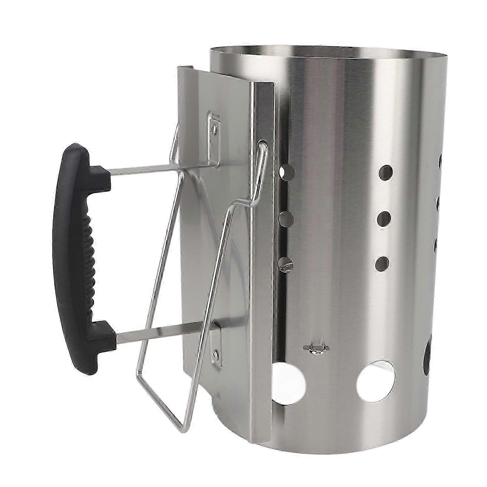 Portable and Efficient Charcoal Starter Barrel Made of Stainless Steel for Outdoor Barbecuing, Camping, and Picnics
