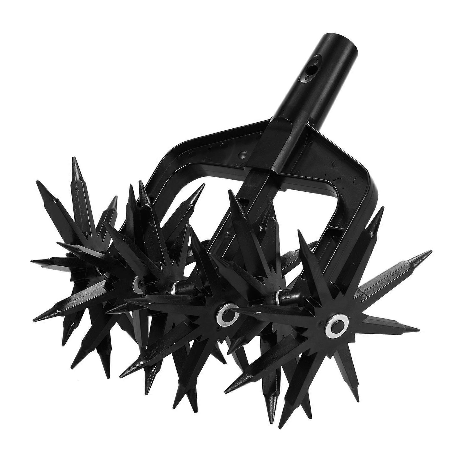 Hand Held Rotary Cultivator Tool Set with Detachable Tines 2-in-1 Garden Soil Scarifier and Reseeding Tool for Soil Mixing and Lawn Care
