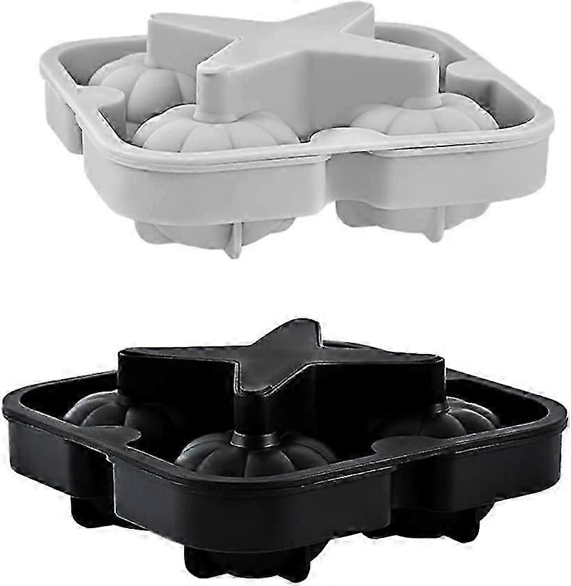 2 Pieces Silicone Lidded Ice Cream Cube Tray Molds for Making Pumpkin-Shaped Ice Cream in Grid Box