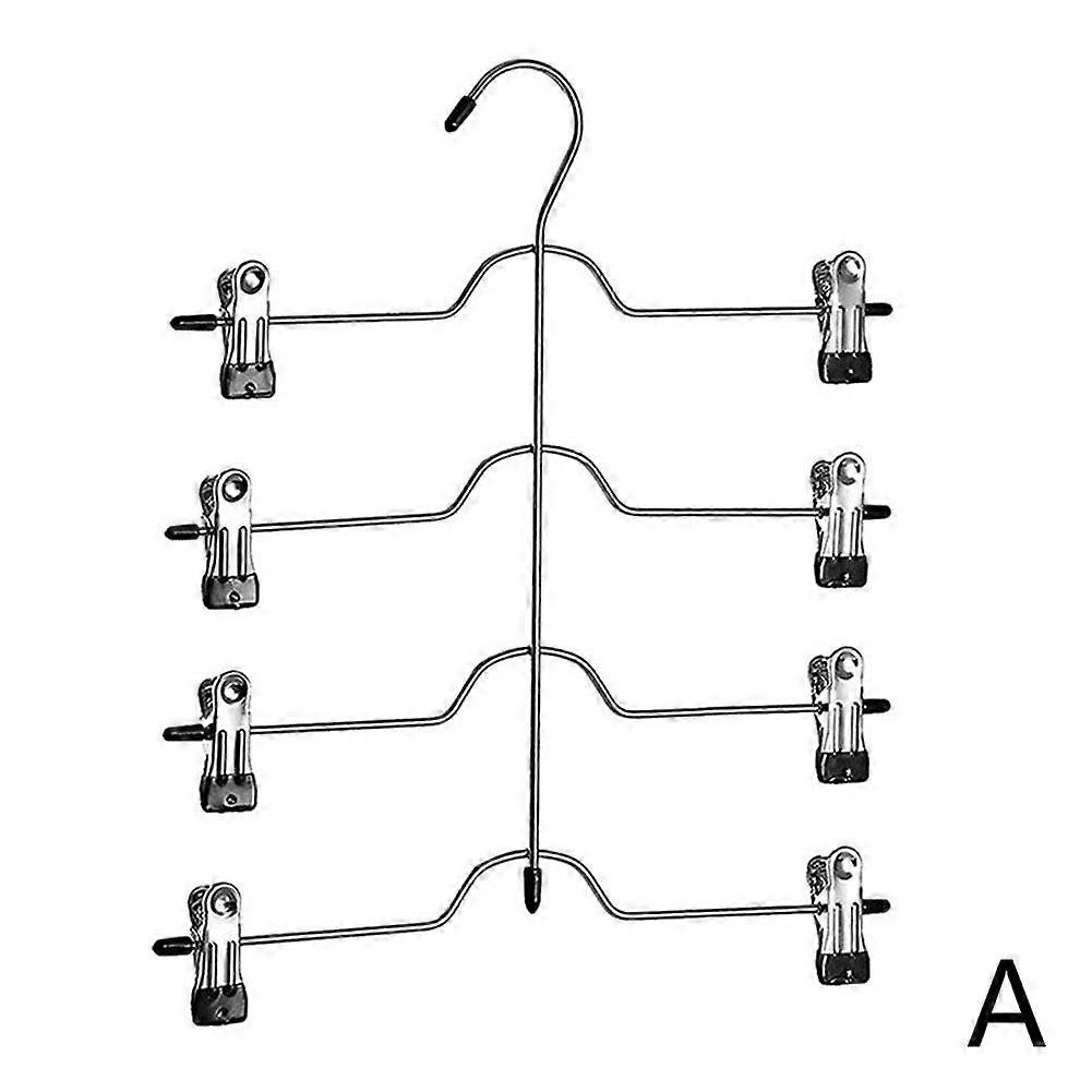 Black (A)$ Wardrobe storage rack multifunctional hanger set folding hanger metal four-layer pants rack underwear storage artifact