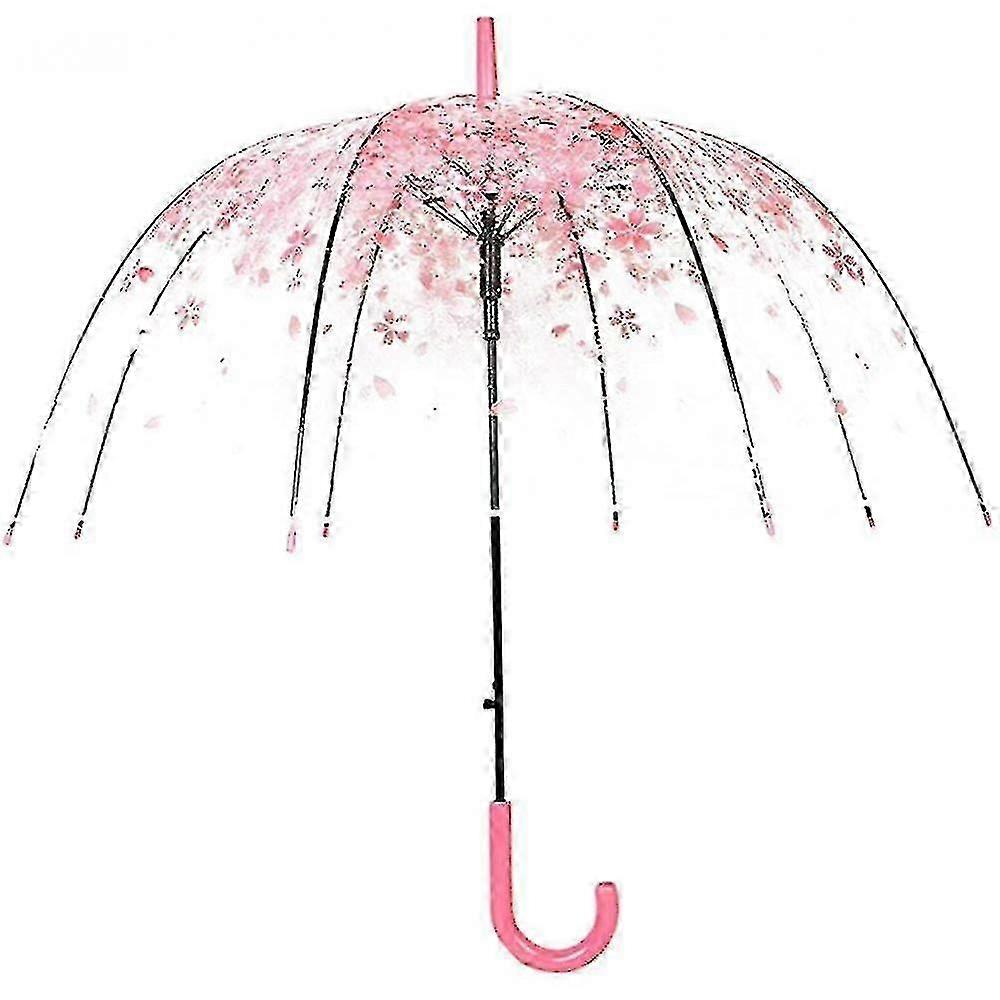 Clear Canopy Bubble Umbrella Transparent Cherry Blossoms,windproof
