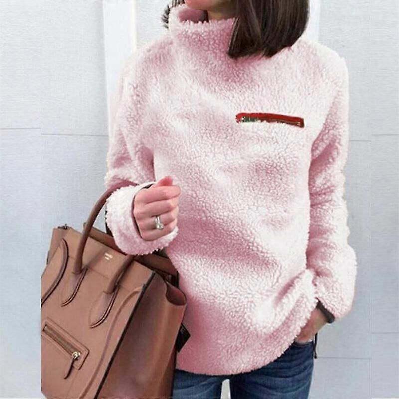 Autumn and Winter Plus Size Sweater Women's Fashion Zipper High Neck Bottom Top