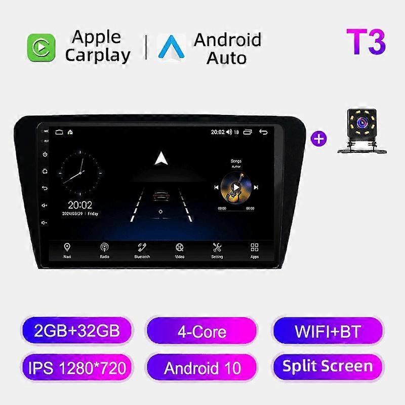Car Radio Android Auto Carplay For Skoda Octavia 2014-2020 Multimedia Player Head Unit Stereo GPS Navigation BT WIFI 2+32GB