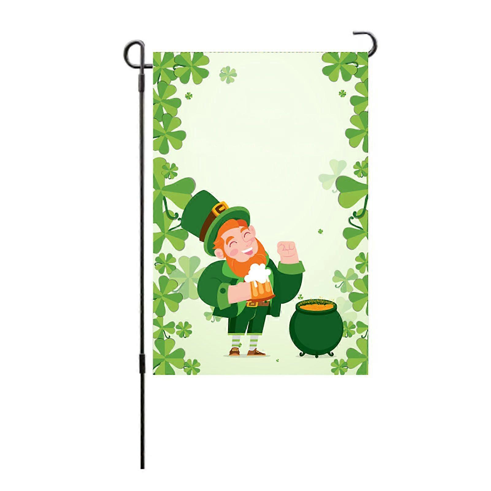 2025 Latest Model  Saint Patrick Day Garden Flag Double Sided Lucky Four Leaf