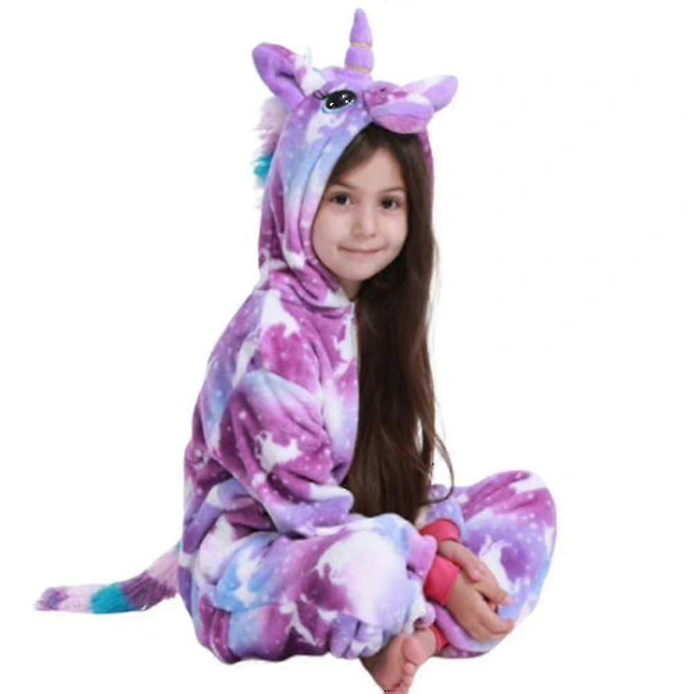 أطفال أطفال بنات قطعة واحدة يونيكورن بيجامات فانيلا مقنع جمبسوت الشتاء Onesies ملابس نوم