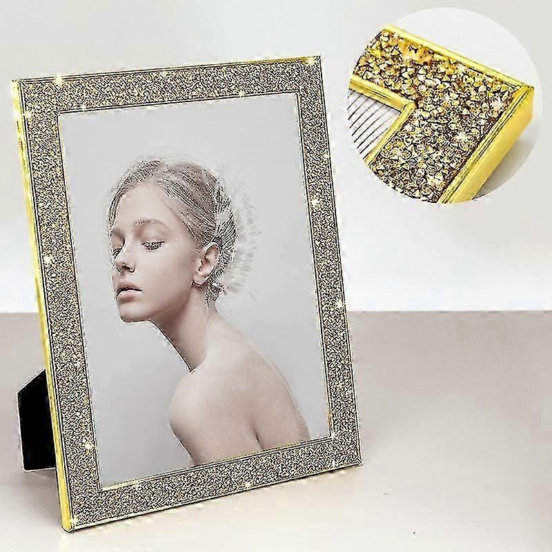 8-inch Light Luxury Diamond Photo Frame, Shiny Metal Photo Frame, Suitable for Vertical and Horizontal Styles, Shiny Diamond Wall