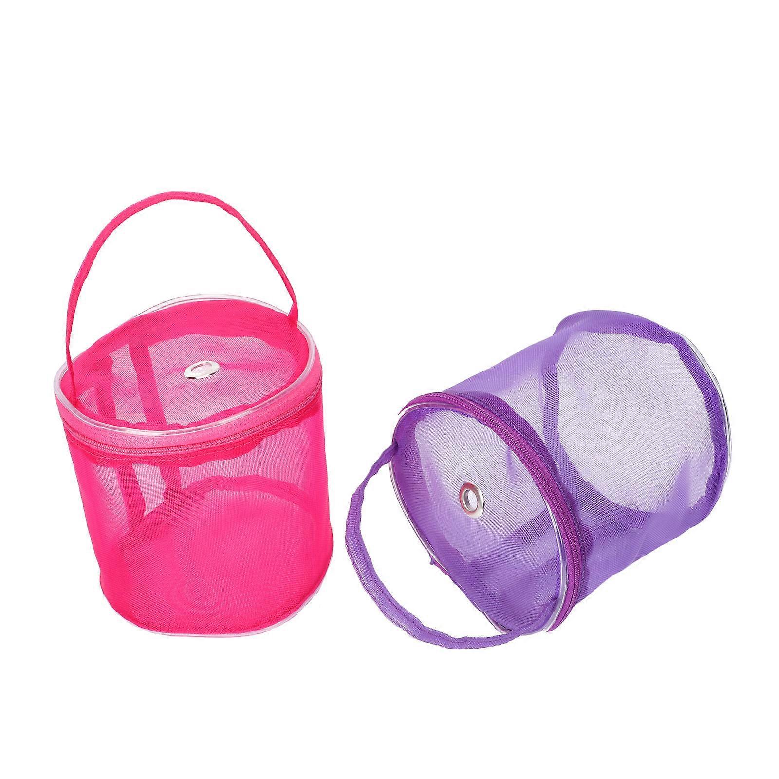 Portable Yarn Organizer Bag for Knitting & Crochet – Durable Netting Pouch for Yarn Balls, Threads & Tools – Small Purple Travel Bag for Outdoor Use